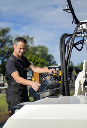 Schroefpaal machine in actie